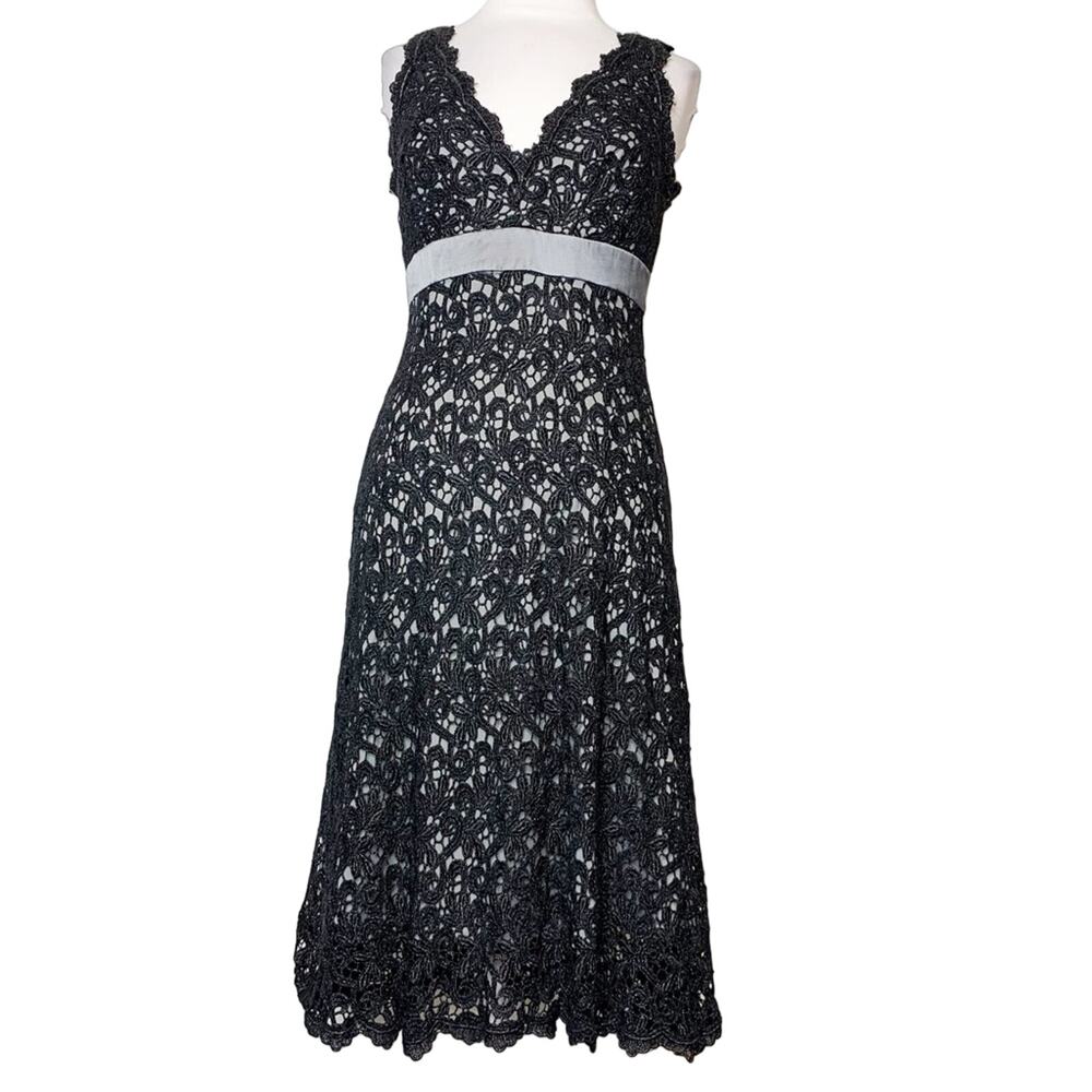 Tadashi Shoji metallic lace crochet dress